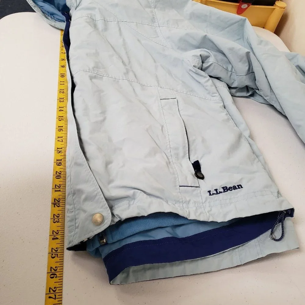 Ll Bean Womens Trail Model Waterproof 3 In 1 Jacket Size XL Blue Hooded Pockets - Picture 9 of 16